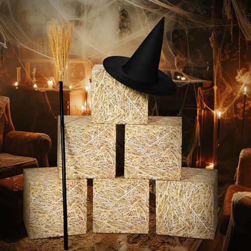 Simgoing 8-teiliges Halloween-Hexenhut-Set, Hexenhut, Holz-Hexenbesen mit großen Heuballen, Papierboxen für Hexen, rosa und grün, Party-Fotoautomaten-Requisiten, Halloween-Dekoration Simgoing 8-teiliges Halloween-Hexenhut-Set, Hexenhut, Holz-Hexenbesen mit großen Heuballen, Papierboxen für Hexen, rosa und grün, Party-Fotoautomaten-Requisiten, Halloween-Dekoration von Simgoing