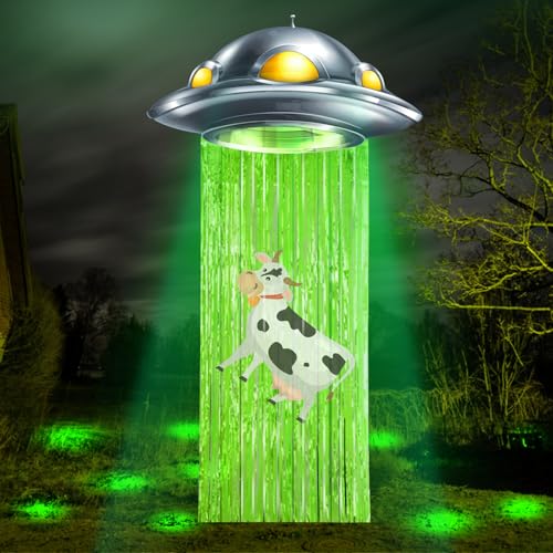Simgoing Alien-Türvorhänge mit Lametta-Folie, Fransenvorhang, Alien-UFO-Lampe, Geburtstagsdekorationen, Raumschiff, Party, fliegende Untertasse, Raumschiff, hängende Banner für Halloween Simgoing Alien-Türvorhänge mit Lametta-Folie, Fransenvorhang, Alien-UFO-Lampe, Geburtstagsdekorationen, Raumschiff, Party, fliegende Untertasse, Raumschiff, hängende Banner für Halloween von Simgoing