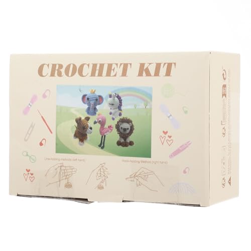 Simgoing Häkelset für Anfänger Erwachsene, 5 Stück DIY Häkeln Tier Kit mit Schritt: Elefant, Flamingo, Löwe, Corgi, Lila Einhorn DIY Handwerk mit Video-Tutorials, Garn, Augen, Haken, Frauen Simgoing Häkelset für Anfänger Erwachsene, 5 Stück DIY Häkeln Tier Kit mit Schritt: Elefant, Flamingo, Löwe, Corgi, Lila Einhorn DIY Handwerk mit Video-Tutorials, Garn, Augen, Haken, Frauen von Simgoing