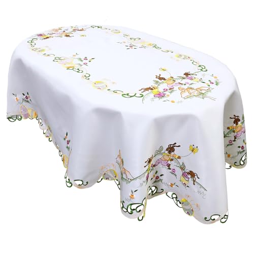 Simhomsen Bestickte Osterhasen-Tischdecke mit Schmetterlings-Design, oval, 147 x 224 cm Simhomsen Bestickte Osterhasen-Tischdecke mit Schmetterlings-Design, oval, 147 x 224 cm von Simhomsen