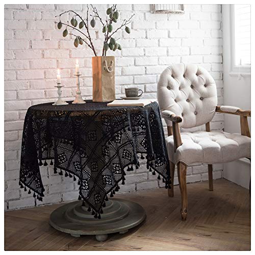SimidunEUR Vintage Handgefertigte Tischdecke Häkel-Baumwolltischdecke, floral, Spitze-Deckchen, für Hochzeit, Dekoration,Schwarz,85 * 85 cm SimidunEUR Vintage Handgefertigte Tischdecke Häkel-Baumwolltischdecke, floral, Spitze-Deckchen, für Hochzeit, Dekoration,Schwarz,85 * 85 cm von SimidunEUR