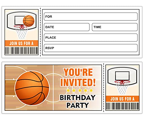 30 Basketball-Party-Einladung mit Umschlägen, Basketball-Ticket-Einladung, Basketball-Geburtstagsparty-Einladung, Sport-Einladung, Basketball, Jungen-Partyzubehör von Simimi art