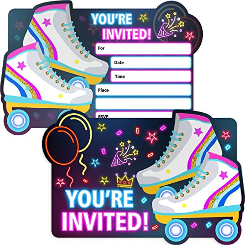 Einladungskarten für Mädchen mit Rollschuhlaufen, 30 Einladungskarten mit Umschlägen von Simimi art