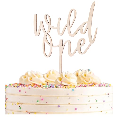 Wild One Cake Topper 1. Geburtstag, 2 Stück Cake Topper Wild One aus Holz, Wild One Geburtstag Deko, Party Dekoration Wooden Topper, 1 Geburtstag Junge Mädchen,1 Jahr Deko von Simllyda
