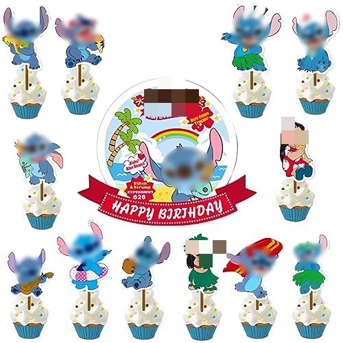 13PCS Kuchen Topper Geburtstagskuchen Dekoration Anime Geburtstagskuchen Dekoration Blaues Thema Geburtstagsparty Jungen und Mädchen Dekoration von Simmpu