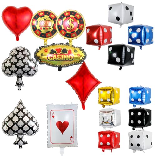 17 Stück Casino Dekoration Ballon,Casino Herz Ass Deko Luftballons,Würfel Dekoration Ballon,Rot Schwarz Spielkarten Casino Folienballons Für Game Night Casinothema Party 17 Stück Casino Dekoration Ballon,Casino Herz Ass Deko Luftballons,Würfel Dekoration Ballon,Rot Schwarz Spielkarten Casino Folienballons Für Game Night Casinothema Party von Simmpu