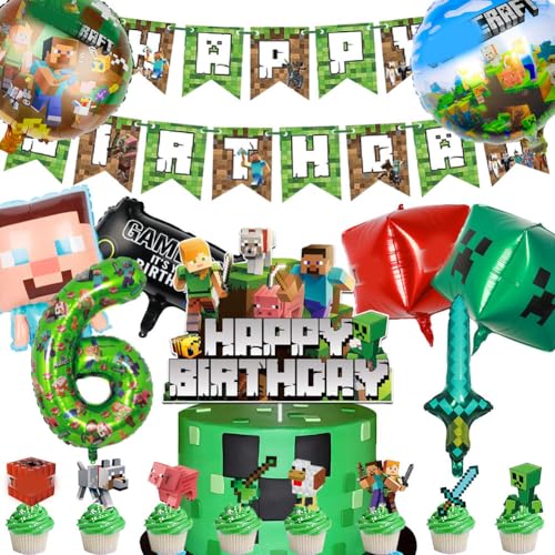 18 Stück Video Game Geburtstagsdeko,Mosaik Party Balloon,Gaming Aluminiumfolie Luftballon,Spiel Party Sets,Happy Birthday Banner,Game Torten Deko Kit Für 6 Jahre Junge Mädchen 18 Stück Video Game Geburtstagsdeko,Mosaik Party Balloon,Gaming Aluminiumfolie Luftballon,Spiel Party Sets,Happy Birthday Banner,Game Torten Deko Kit Für 6 Jahre Junge Mädchen von Simmpu