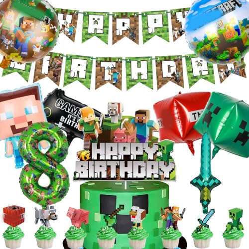 18 Stück Videospiel Geburtstagsdeko,Gaming Party Balloon,Game Aluminiumfolie Luftballon,Spiel Party Sets,Happy Birthday Banner,Game Torten Deko Kit Für 8 Jahre Junge Mädchen 18 Stück Videospiel Geburtstagsdeko,Gaming Party Balloon,Game Aluminiumfolie Luftballon,Spiel Party Sets,Happy Birthday Banner,Game Torten Deko Kit Für 8 Jahre Junge Mädchen von Simmpu
