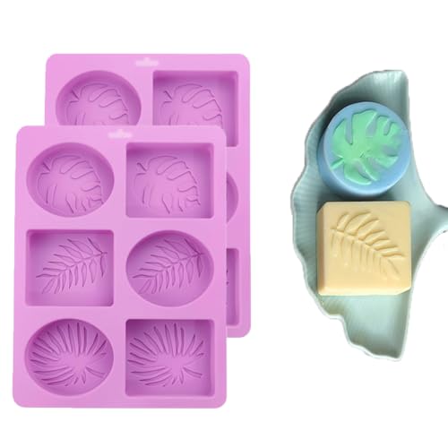 2pcs Seifenformen Silikon,Rechteckige Oval Silikon Gießform 6 Hohlräume Blatt Seife Selber Machen Formen Für Handgefertigte Seifenherstellung Diy Seife Kuchen Backen Schokolade Biscuit (Lila) von Simmpu
