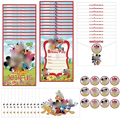 Simmpu 36Pcs Cartoon Mouse-Einladungen Karten Party Einladungen mit Umschlägen und Aufkleber Kinder Mouse Einladungen Pack Geburtstag Party Einladungen Karten Geburtstag Einladungen für Kinder von Simmpu