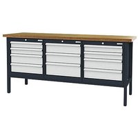 Simplaflex® Systemeinrichter Werkbank C-Line anthrazit, RAL 7016, lichtgrau, RAL 7035 11 Schubladen 200,0 x 60,0 x 96,0 cm von Simplaflex® Systemeinrichter