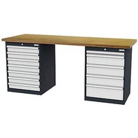 Simplaflex® Systemeinrichter Werkbank C-Line anthrazit, RAL 7016, lichtgrau, RAL 7035 12 Schubladen 200,0 x 60,0 x 86,0 cm von Simplaflex® Systemeinrichter