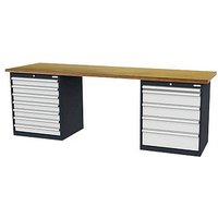 Simplaflex® Systemeinrichter Werkbank C-Line anthrazit, RAL 7016, lichtgrau, RAL 7035 12 Schubladen 250,0 x 60,0 x 86,0 cm von Simplaflex® Systemeinrichter