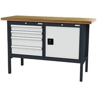 Simplaflex® Systemeinrichter Werkbank C-Line anthrazit, RAL 7016, lichtgrau, RAL 7035 4 Schubladen 150,0 x 60,0 x 96,0 cm von Simplaflex® Systemeinrichter