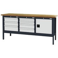 Simplaflex® Systemeinrichter Werkbank C-Line anthrazit, RAL 7016, lichtgrau, RAL 7035 7 Schubladen 200,0 x 60,0 x 96,0 cm von Simplaflex® Systemeinrichter