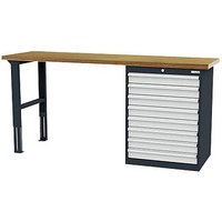 Simplaflex® Systemeinrichter Werkbank C-Line anthrazit, RAL 7016, lichtgrau, RAL 7035 8 Schubladen 200,0 x 60,0 x 96,0 cm von Simplaflex® Systemeinrichter
