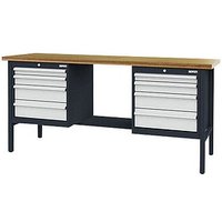 Simplaflex® Systemeinrichter Werkbank C-Line anthrazit, RAL 7016, lichtgrau, RAL 7035 8 Schubladen 200,0 x 60,0 x 96,0 cm von Simplaflex® Systemeinrichter