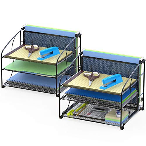 Simple Houseware Schreibtisch-Organizer mit 3 Ablagen und Hängeregistraturhalter, Schwarz, 2 Stück Simple Houseware Schreibtisch-Organizer mit 3 Ablagen und Hängeregistraturhalter, Schwarz, 2 Stück von Simple Houseware