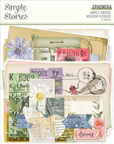 Simple Vintage Meadow Flowers Ephemera-21/Pkg von Simple Stories