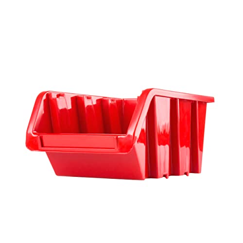 SimpleThing 10 Stück Stapelboxen Größe 390 x 240 x 180 mm Farbe Rot | Werkstatt Wandregal Sortierbox Stapelkiste von SimpleThing