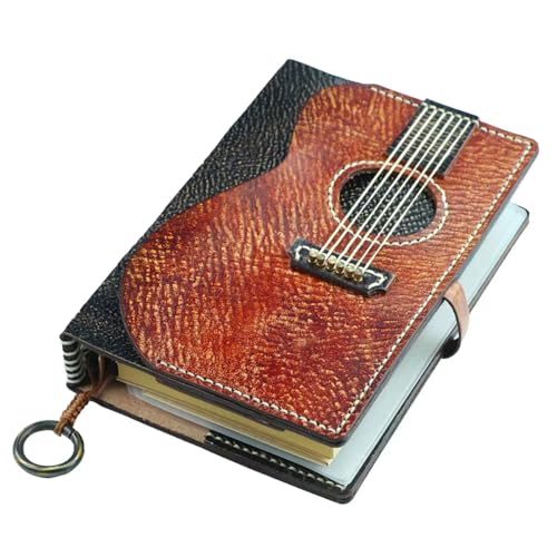 SimpleVibesStudio Premium Leder-Gitarrencover-Notizbuch – Elegantes Ringbuch und Planer für Instrumentenliebhaber, Lehrer und Lernende (A5) von SimpleVibesXinPuwei