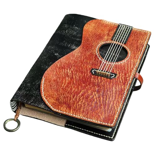 SimpleVibesStudio Premium Leder-Gitarrencover-Notizbuch – Elegantes Ringbuch und Planer für Instrumentenliebhaber, Lehrer und Lernende (A6) von SimpleVibesXinPuwei