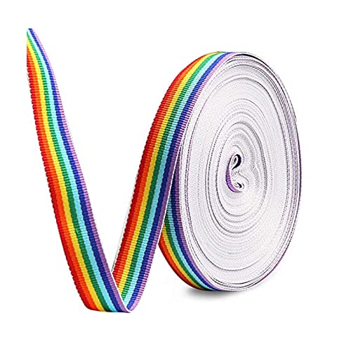 Laffiovh Regenbogen Band, Doppelseitige Regenbogen Bänder für DIY Handwerk Nähen Geschenk Verpackung (10M X 10MM) von Simpleelove