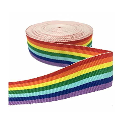 Laffiovh Regenbogen Band, Doppelseitige Regenbogen Bänder für DIY Handwerk Nähen Geschenk Verpackung (5M X 50MM) von Simpleelove