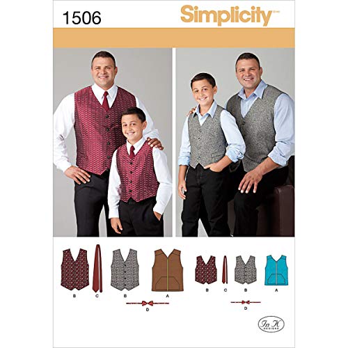 Simplicity 1506 Schnittmuster Husky für Jungen und große und große Herrenweste, Kindergrößen S-L und Herrengrößen XL-XXXXXL von Simplicity