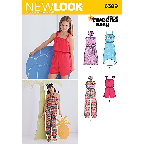 Simplicity Vintage New Look NL6389 Schnittmuster für Kleid/Shorty/Kombi-Hose, 22°x°15°cm, Weiß von New Look