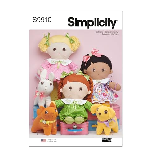 SIMPLICITY Elaine Heigl Designs OS SS9910OS Plüschpuppen mit Kleidung und Plüschtieren (Einheitsgröße) von Simplicity