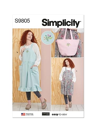 SIMPLICITY Elaine Heigl Designs SS9805A Schürzen und Tragetasche für Damen, Einheitsgröße (XS-S-M-L-XL) von Simplicity