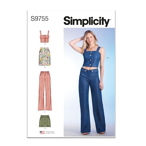 SIMPLICITY SS9755H5 Damen Oberteil, Rock, Hose und Shorts H5 (34-36-38-40) von Simplicity