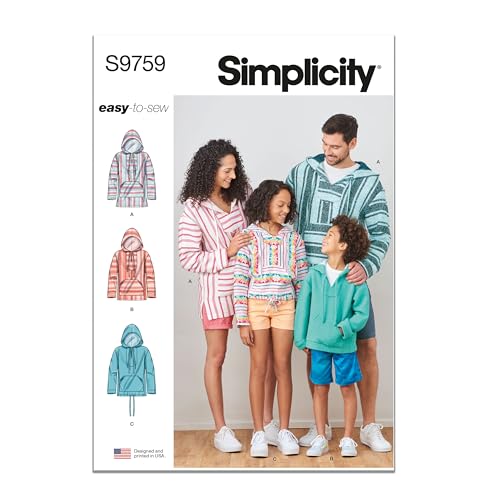 SIMPLICITY SS9759A Kinder Jugendliche und Erwachsene Hoodie A (XS-L/XS-XL) von Simplicity