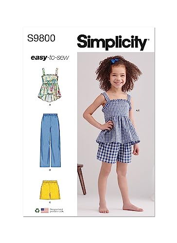 SIMPLICITY SS9800A Kinder Oberteil, Hosen und Shorts A (3-4-5-6-7-8) von Simplicity