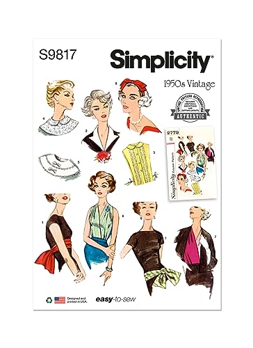 SIMPLICITY SS9817OS Damen-Halstuch, Stirnband, Dickey und Schärpengürtel OS (Einheitsgröße) von Simplicity