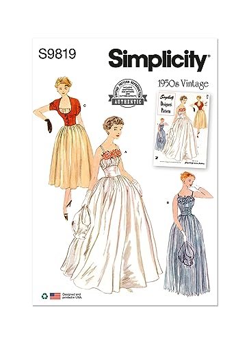 Simplicity Damenkleider und Jacke K5 (36-38-40-42) - Nähanleitung für Vintage 1950er Jahre Einteiler mit Jacke - Mehrfarbig von Simplicity
