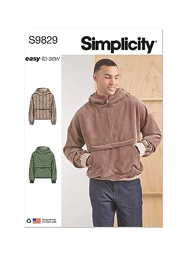 SIMPLICITY SS9829A Herren Half Zip Hoodie A (S-M-L-XL-XXL) von Simplicity