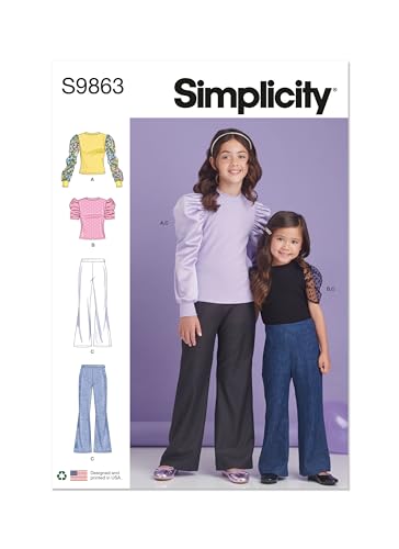 SIMPLICITY SS9863K5 Kinder Mädchen Top und Hose K5 (7-8-10-12-14) von Simplicity