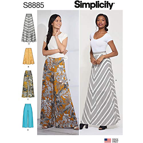 SIMPLICITY Schnittmuster S8885 Damenrock und Hose, Papier, weiß, verschiedene von Simplicity