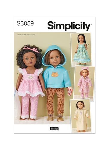 SIMPLICITY Schnittmuster SS3059OS Puppenkleidung von Elaine Heigl Designs OS (Einheitsgröße) von Simplicity