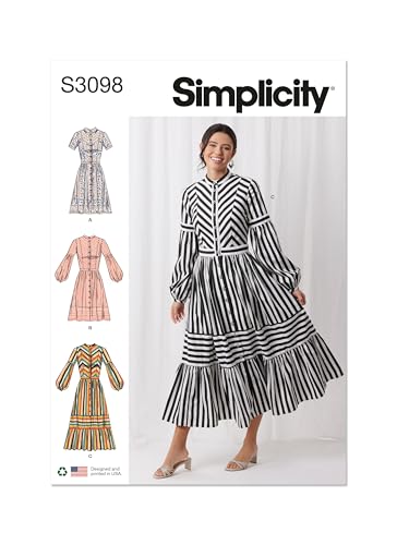 SIMPLICITY Schnittmuster SS3098U5 Damenkleid mit Ärmel- und Längenvariationen U5 (44-46-50-52) von SIMPLICITY