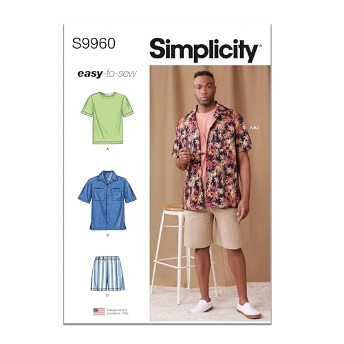 SIMPLICITY Schnittmuster SS9960AA Herren Strick-T-Shirt, Hemd und Shorts AA (34-36-38-40-42) von Simplicity