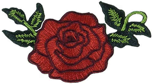 Simplicity 19320100099 Aufnäher zum Aufbügeln, rote Rose, für Kleidung, Rucksäcke und Accessoires, 8 cm B x 4,4 cm L von Simplicity