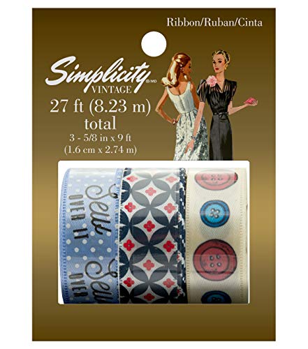 Simplicity 322725 Vintage kardiertes Band 3er-Pack – Sew Over It, multi, Einheitsgröße von Simplicity