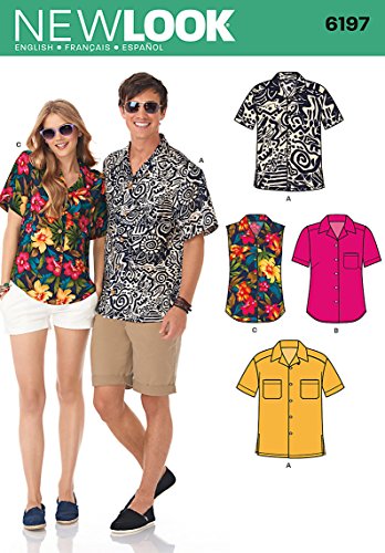 Simplicity Creative Inc. Patterns New Look Schnittmuster 6197: Damen-und Herrenhemden, Größe A (36-46/XS-XL), Papier, weiß, Size: A(8-18 / XS-XL) von Simplicity Creative Inc. Patterns