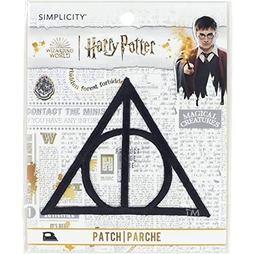 Simplicity 90-60124 Harry Potter Heiligtümer des Todes Aufnäher zum Aufbügeln für Kleidung, Jacken und Rucksäcke, Eisen, 3.25" W x 2.12" H von Simplicity
