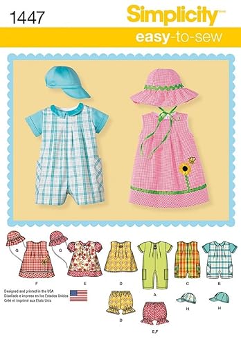 Simplicity Baby Easy Schnittmuster 1447 Strampler, Kleider, Tops, Shorts und Hüte von Simplicity