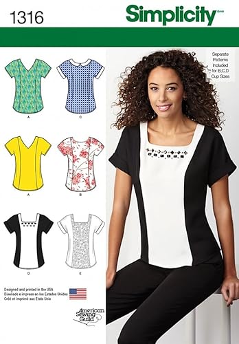 Simplicity Damen Schnittmuster 1316 Sommer Tops in 6 Stilen von Simplicity