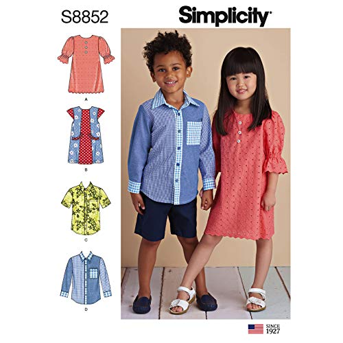 Simplicity Girls Dresses & Boys Shirt With Variations-3-4-5-6-7-8 von Simplicity